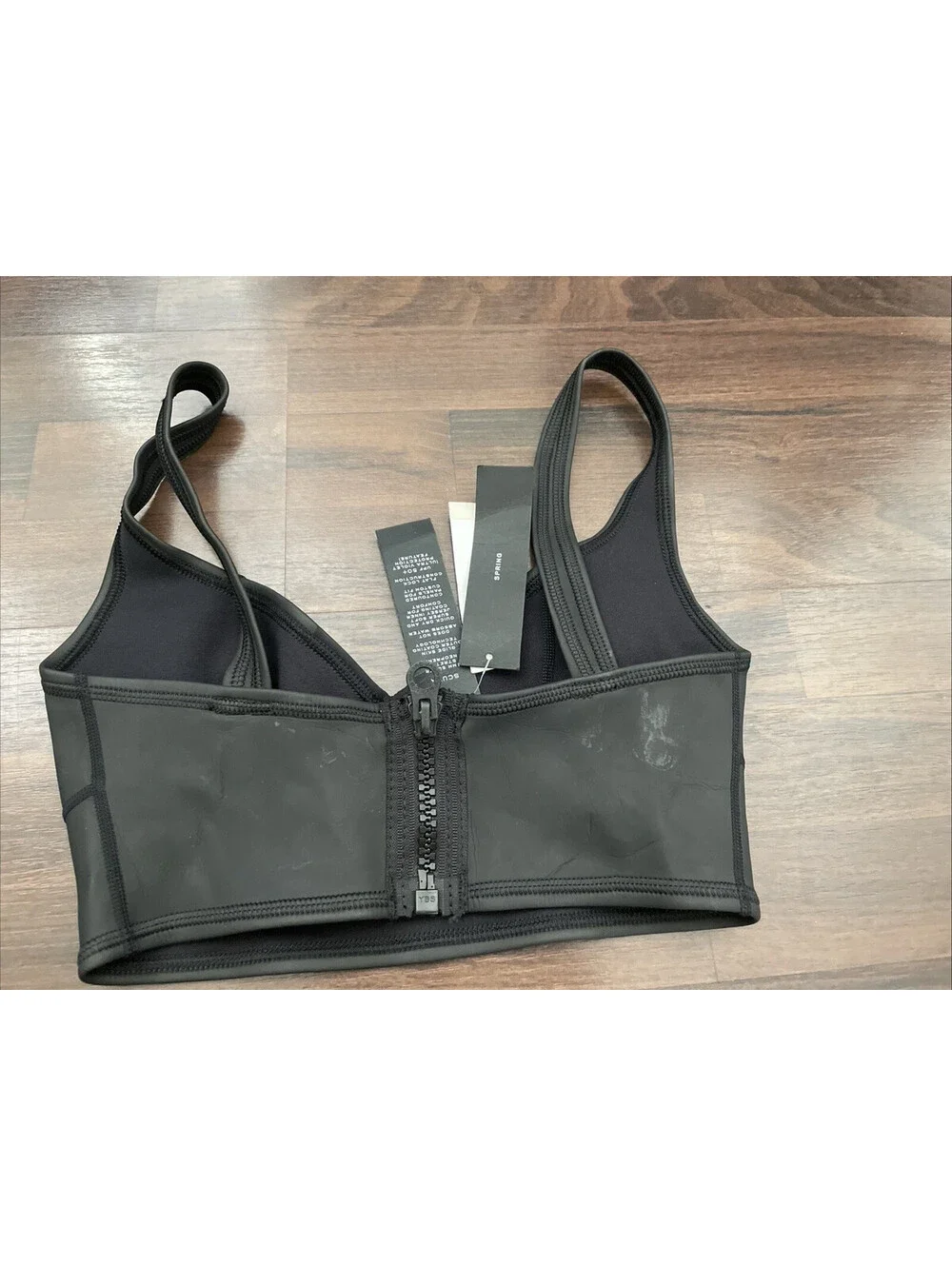 NWT Marc By Marc Jacobs Neoprene Scuba Black Longline Bikini Top Size Small